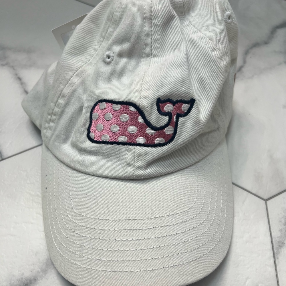 Vineyard Vines Kentucky Derby White Cap with Pink Whale Logo
